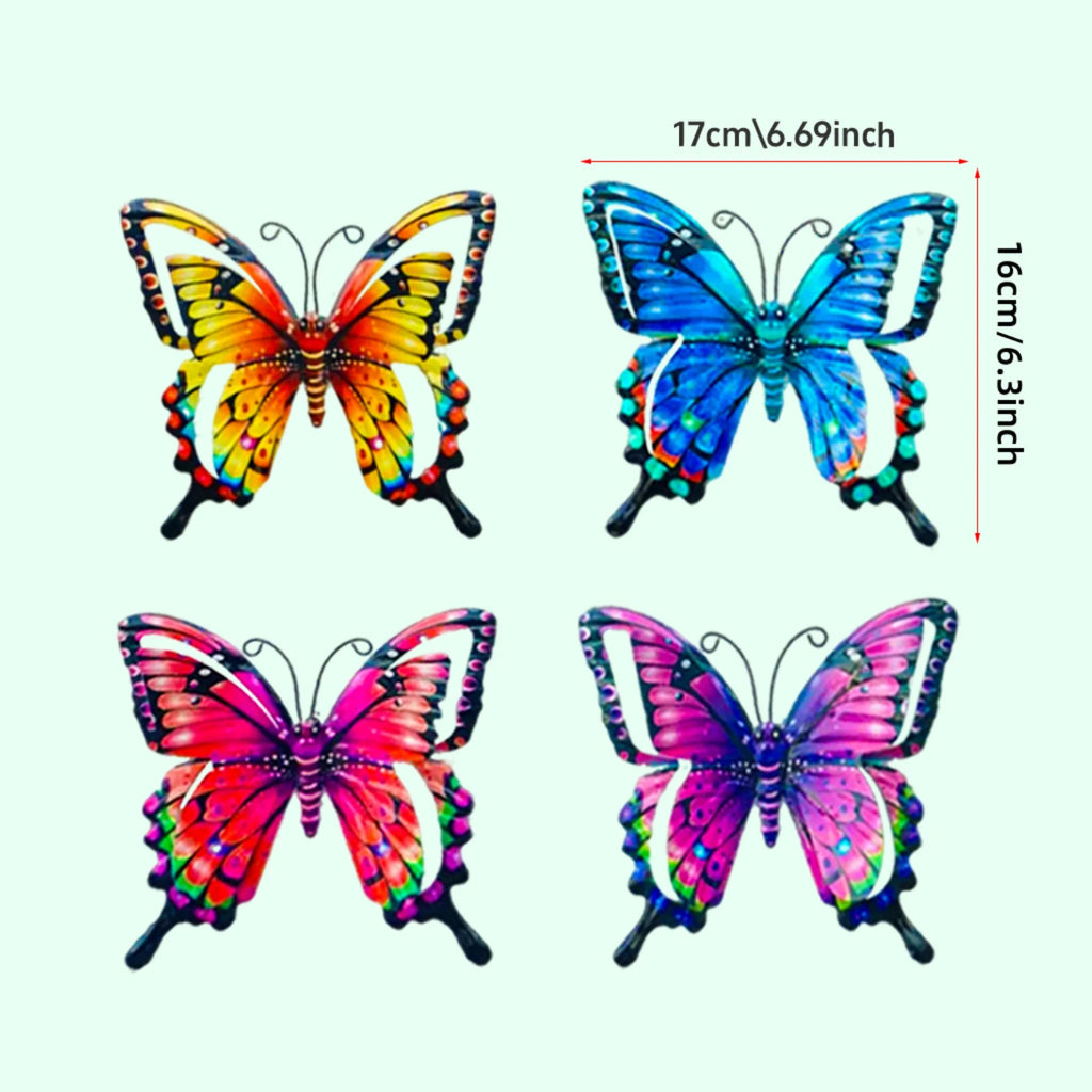 4pcs Iron Butterfly Wall Decor – Painted Metal Garden Art Set Metal Wall Art Babs