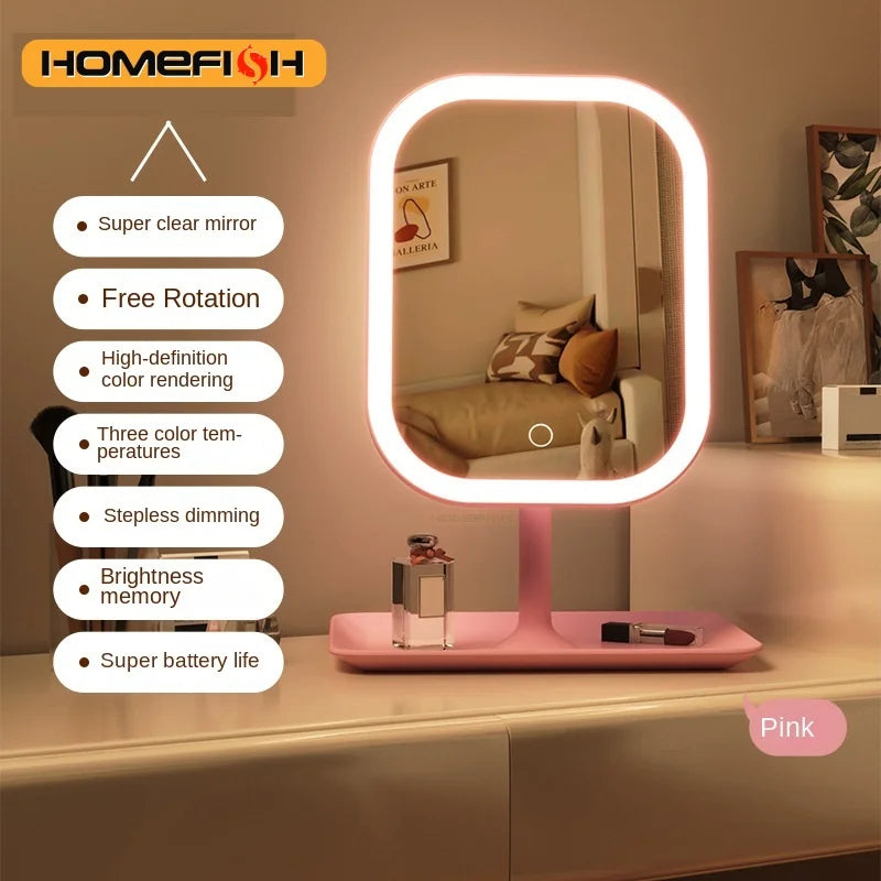LED Vanity Makeup Mirror – 3 Color Touch Light, Desktop LED Vanity Mirror Babs