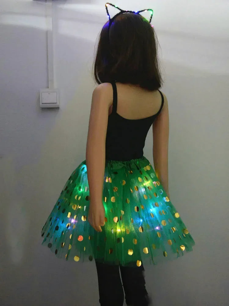 Light-Up Tutu Skirt & Animal Headband – Girls Glow Party
