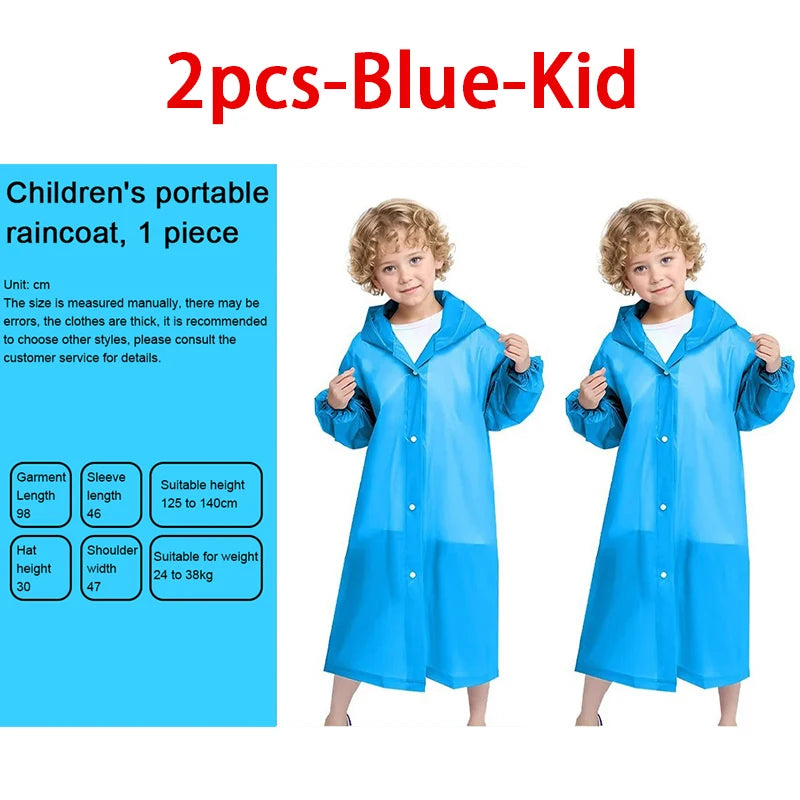 Kids Waterproof Raincoat Poncho – Boys & Girls Ages 7–11 Kids Raincoat Poncho Babs 2pcs-Blue-Kid One size fits all