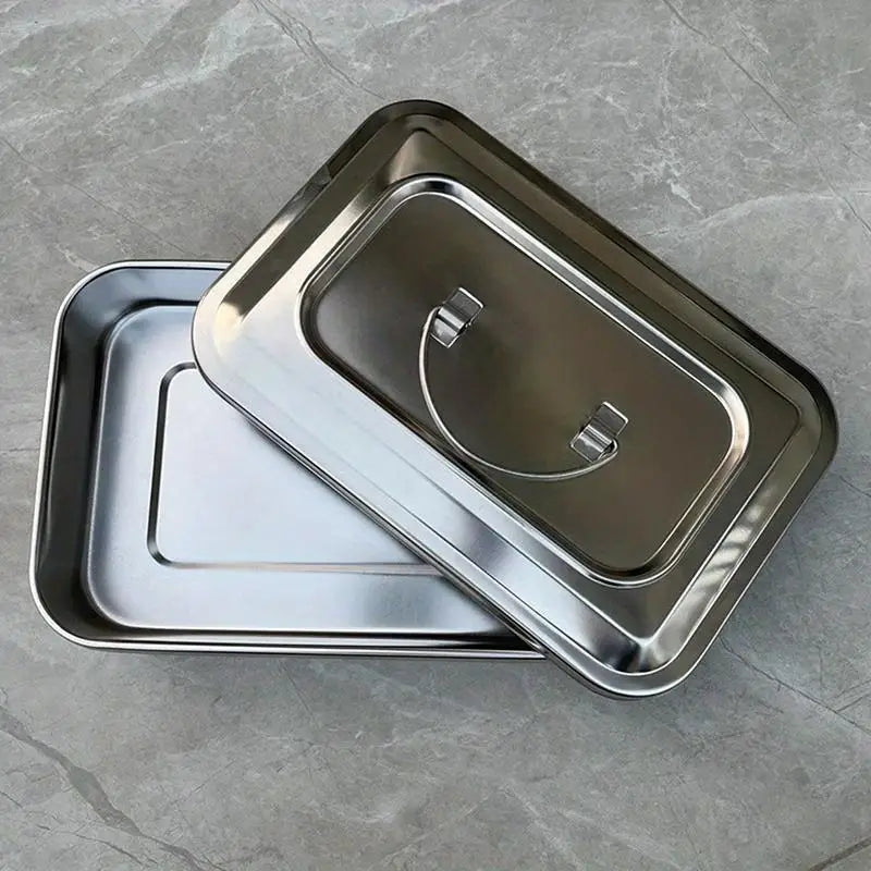Stainless Steel Rectangular Storage Tray with Lid | 1pc Storage Tray with Lid Babs