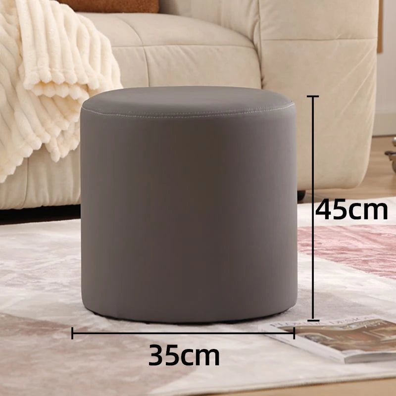 Nordic Pine Wood Ottoman Stool – Modern Cushioned Vanity Pouf Ottoman Stool Pouf Babs Grey large