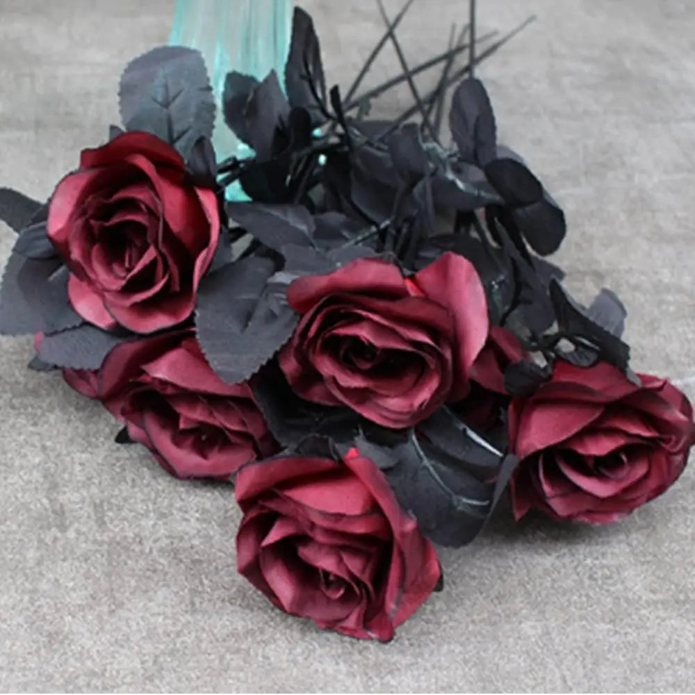 Silk Rose Artificial Flowers Bouquet 5/10 Pcs – Home Decor Artificial Flower Bouquet Babs Red 5 pcs