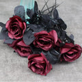 Silk Rose Artificial Flowers Bouquet 5/10 Pcs – Home Decor Artificial Flower Bouquet Babs Red 5 pcs