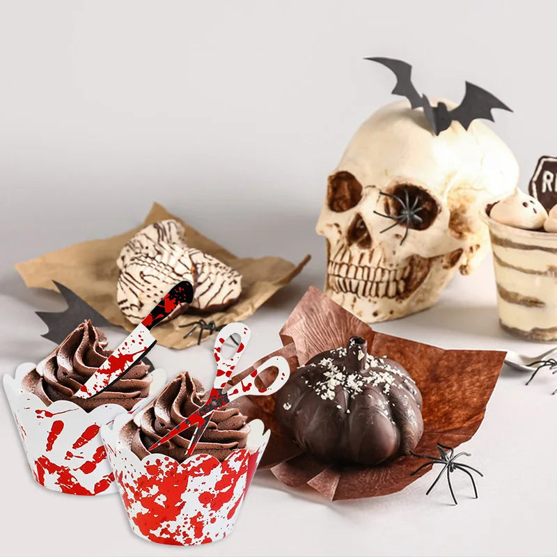 Halloween Cupcake Wrappers & Toppers Set – 24/48 Pcs Cupcake Toppers Set Babs
