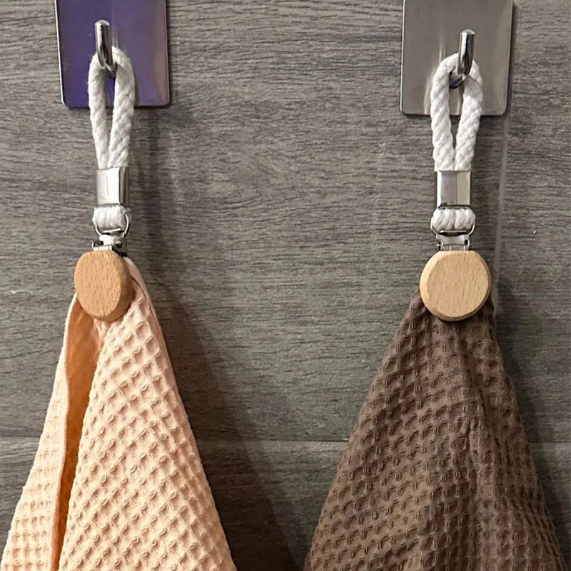 2pcs Braided Cotton Loop Towel Clips – Metal Hanger Clamps Towel Hanger Clips Babs