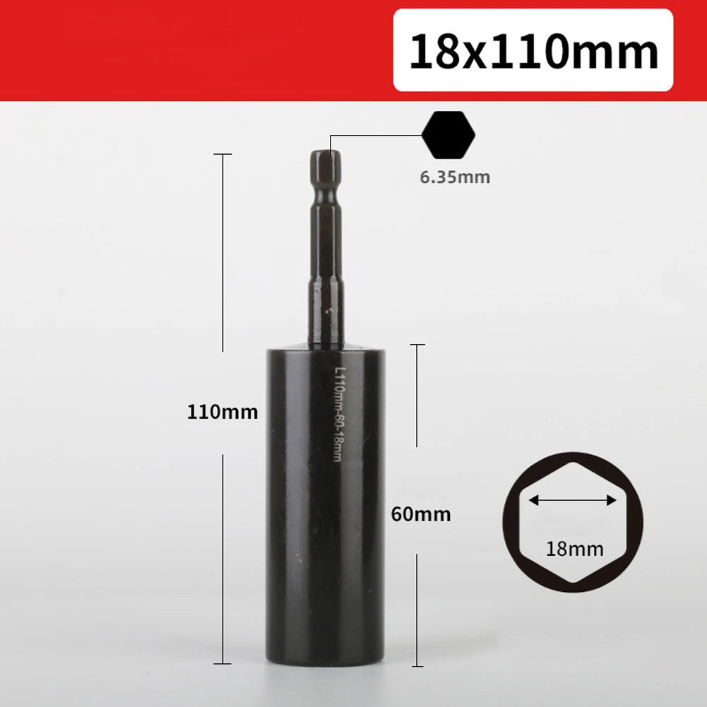 110mm Deep Hex Socket Nut Driver Drill Bit H8–H19 Adapter Socket Nut Driver Bit Babs 60mm H18