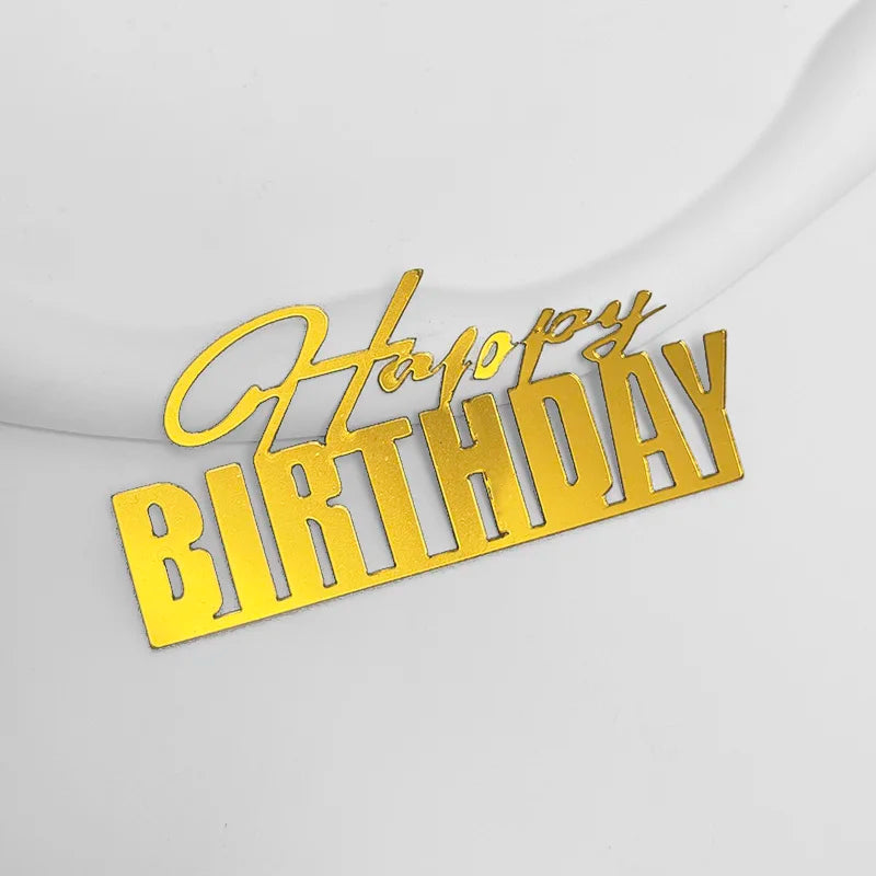 5pcs Gold Acrylic Happy Birthday Cake Toppers | Party Decor Cake Toppers Babs