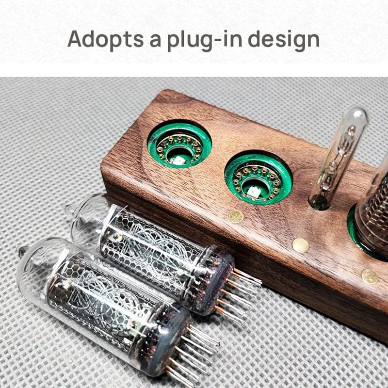 IN-14 Nixie Tube Clock 6-Digit RGB Walnut Wood Desk Clock Nixie Tube Desk Clock Babs