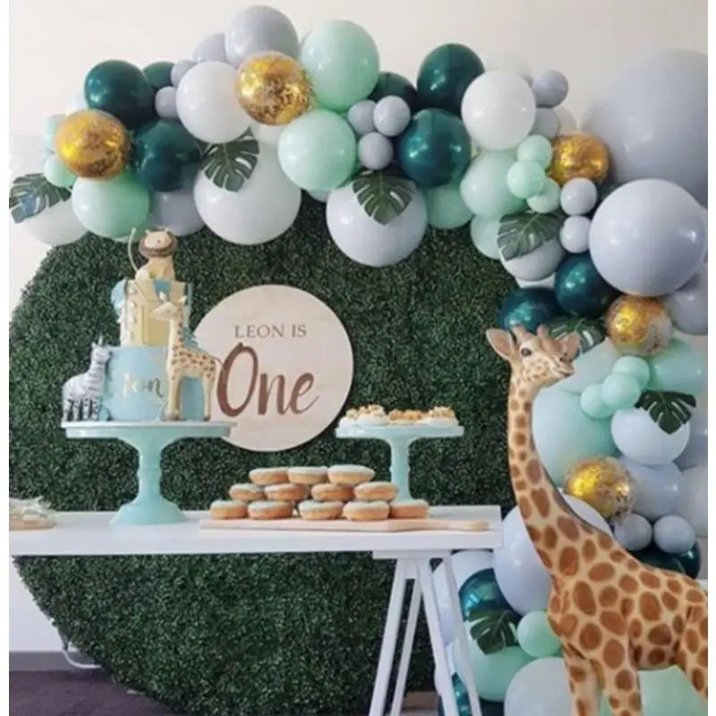 Jungle Animal Kids Birthday Balloon Chain Set – Green Forest Party Balloon Set Babs