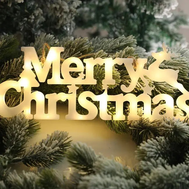 LED Merry Christmas Sign Light-Up Holiday Window Wall Decor Christmas LED Sign Babs