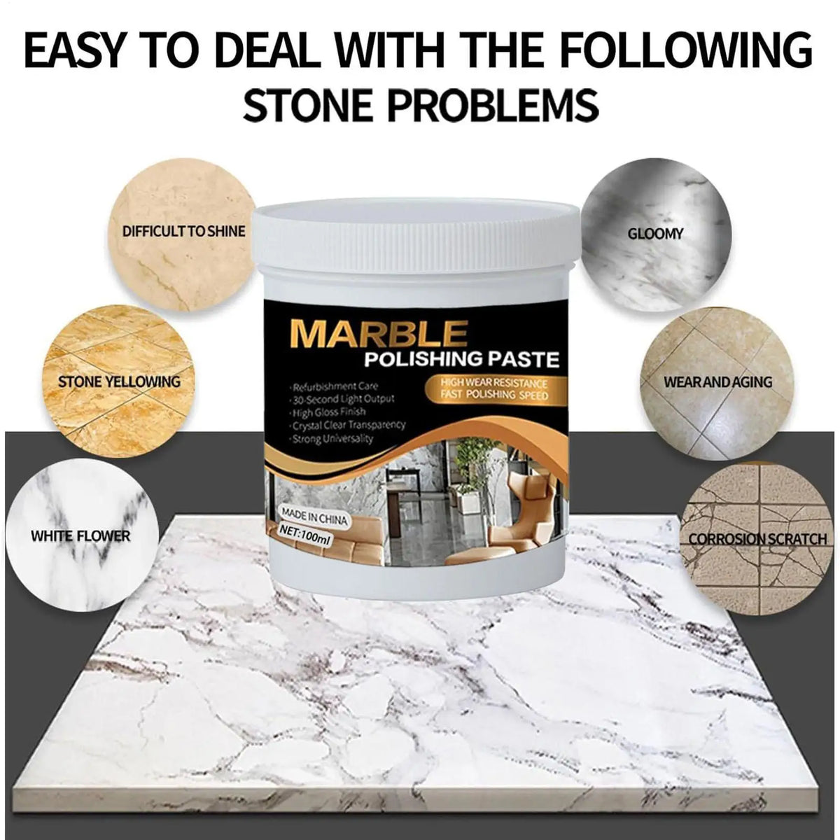 Stone Polishing Wax – Granite, Marble & Quartz Shine Restorer Stone Polish Wax Babs