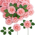 30 Artificial PE Foam Roses with Stems | Wedding & Party Décor Artificial Flower Set Babs Pink 30 pcs