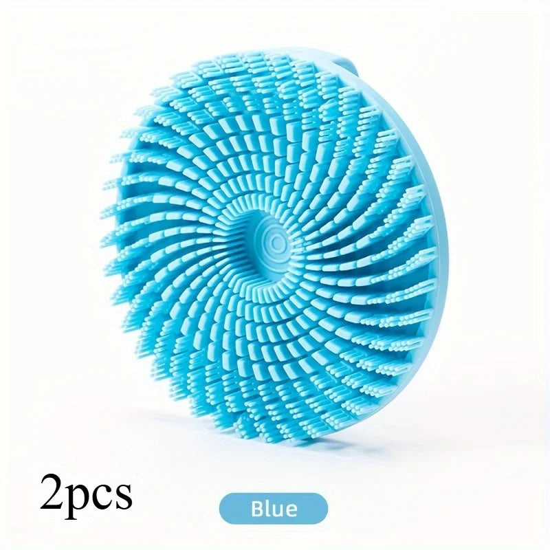 2pcs Silicone Bath Brush – Exfoliating Massage Shower Tool Silicone Bath Brush Babs Blue-2pcs
