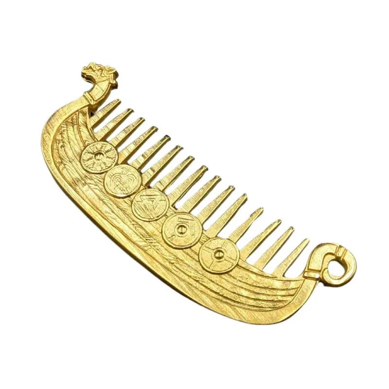 Viking Drakkar Beard Comb – Norse Longship Men's Grooming Gift Beard Grooming Comb Babs gold