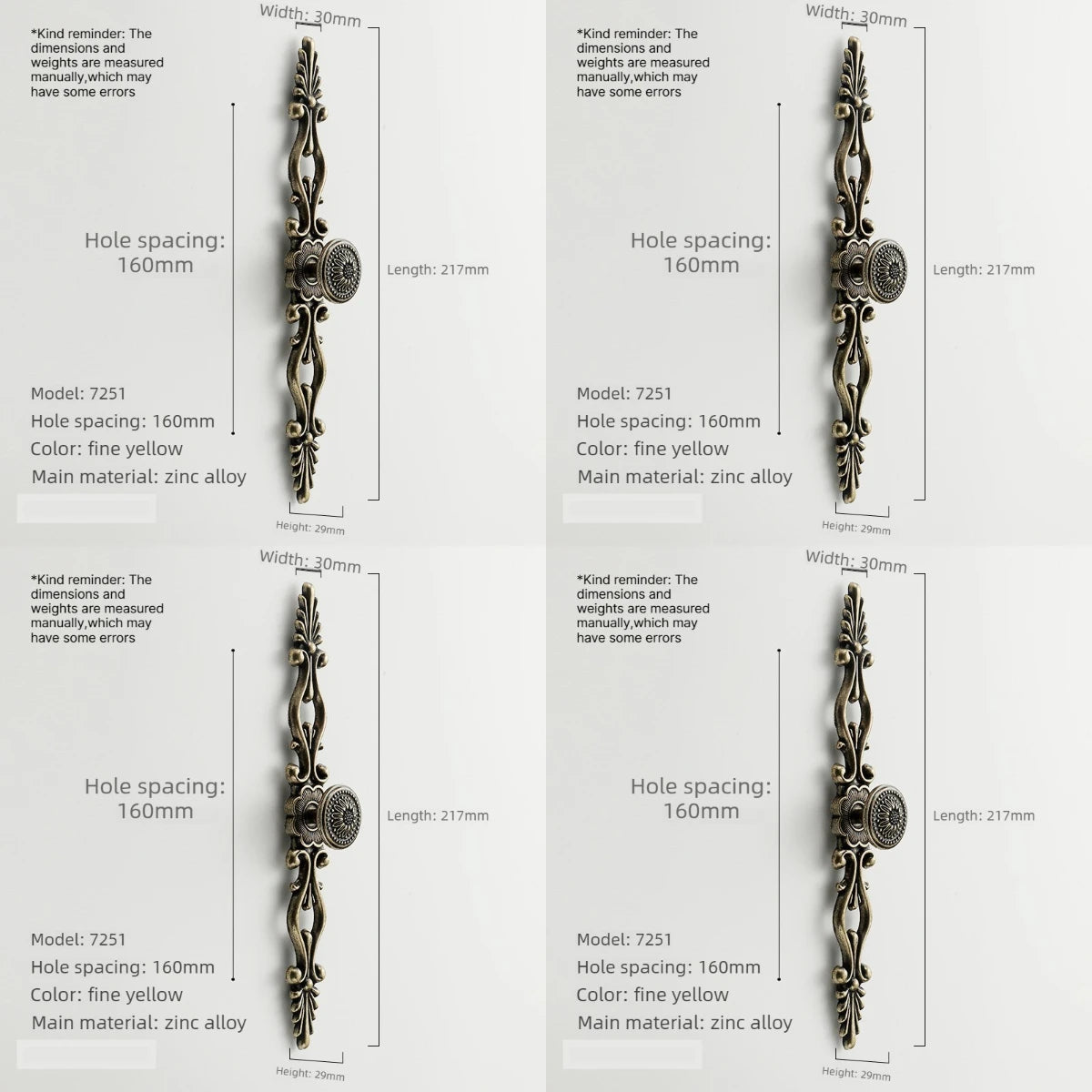 4pcs Vintage Bronze Cabinet Drawer Pull Handles – Zinc Alloy Cabinet Drawer Handles Babs 4pcs-D