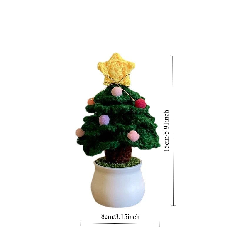 Hand-Woven Plush Christmas Tree Potted Décor | Desktop Gift Christmas Tree Décor Babs 1PC Green