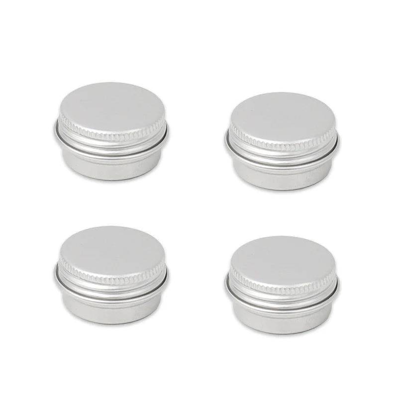 4-Pack Aluminum Tin Jars with Screw Lid – Refillable Metal Tins Metal Storage Tins Babs 4Pcs-Silver