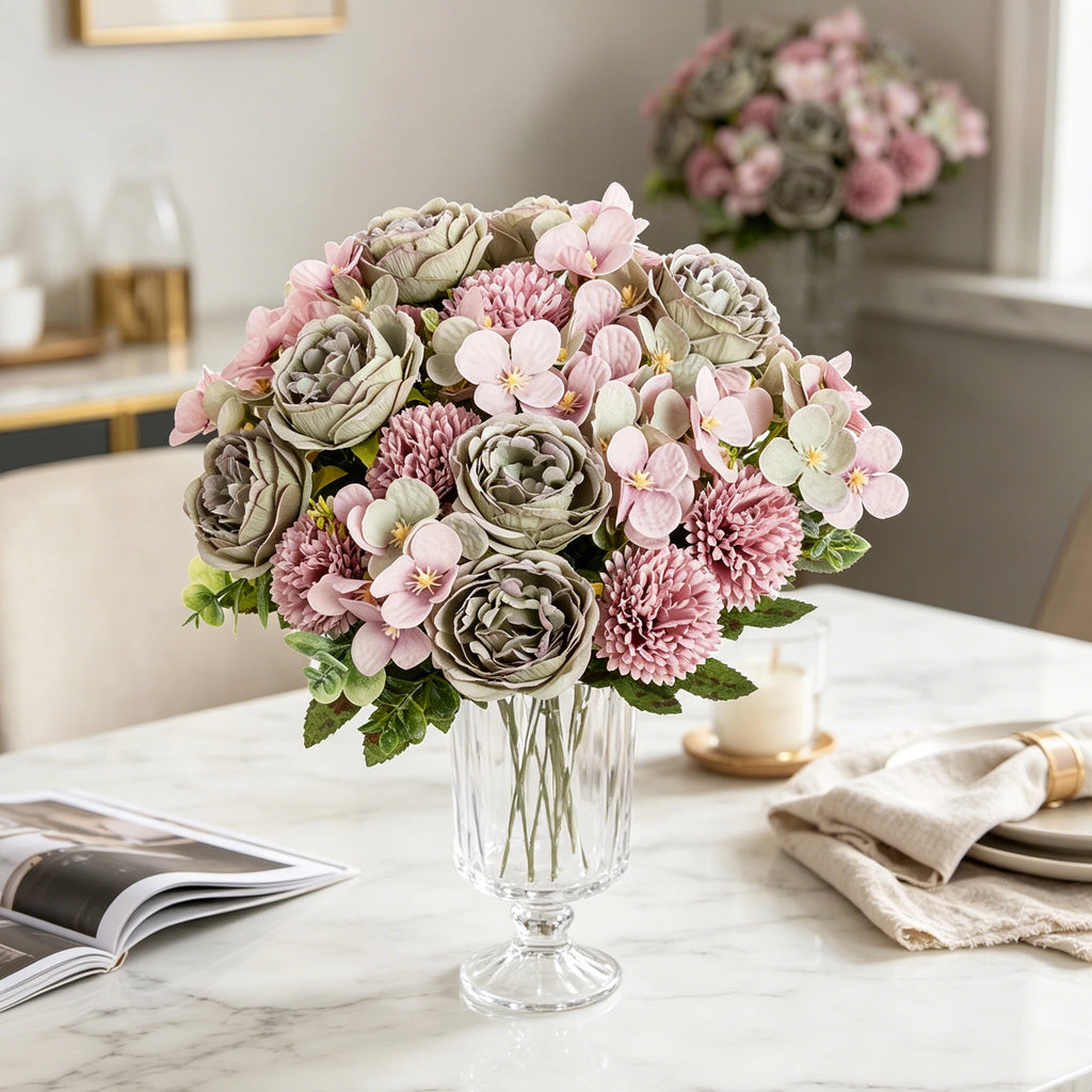 Silk Peony Ball Artificial Flower Bouquet – Wedding & Home Décor Artificial Flower Bouquet Babs
