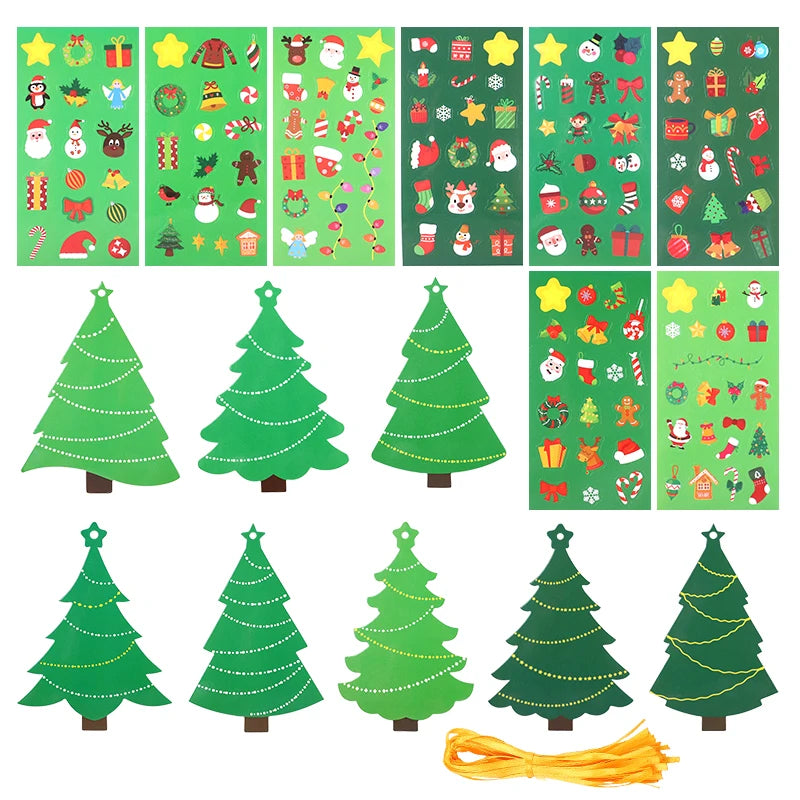 24-Piece DIY Christmas Tree Craft Kit with Stickers & Ornaments Holiday Craft Kit Babs