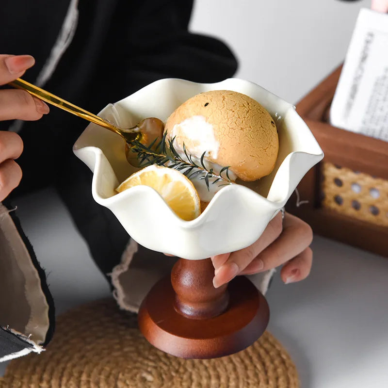 Retro High-Footed Ceramic Bowl – Decorative Desktop Storage Dish Ceramic Decorative Bowl Babs
