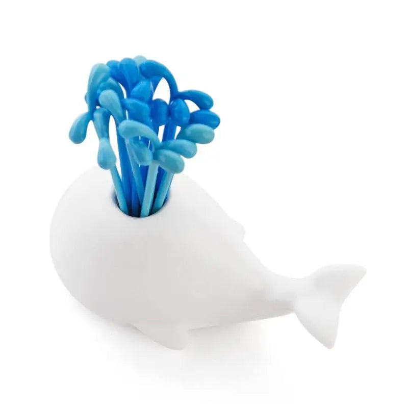 16-Piece Novelty Fruit Forks Set with Whale Holder Stand Novelty Fruit Forks Babs