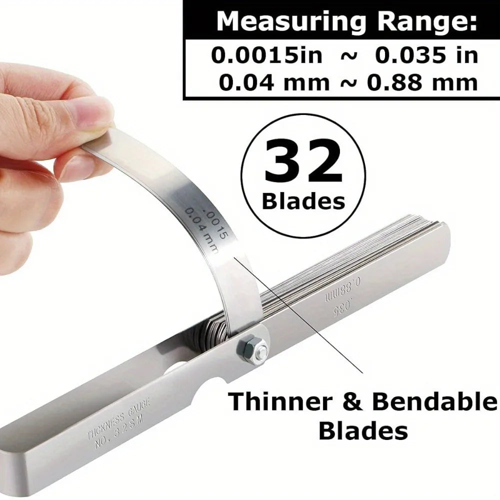32-Piece Stainless Steel Feeler Gauge Set – Precision Gap Tool Feeler Gauge Set Babs