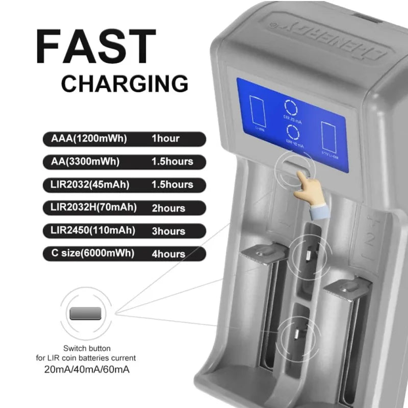 Smart Battery Charger AA AAA 18650 21700 Coin Cell – USB Smart Battery Charger Babs