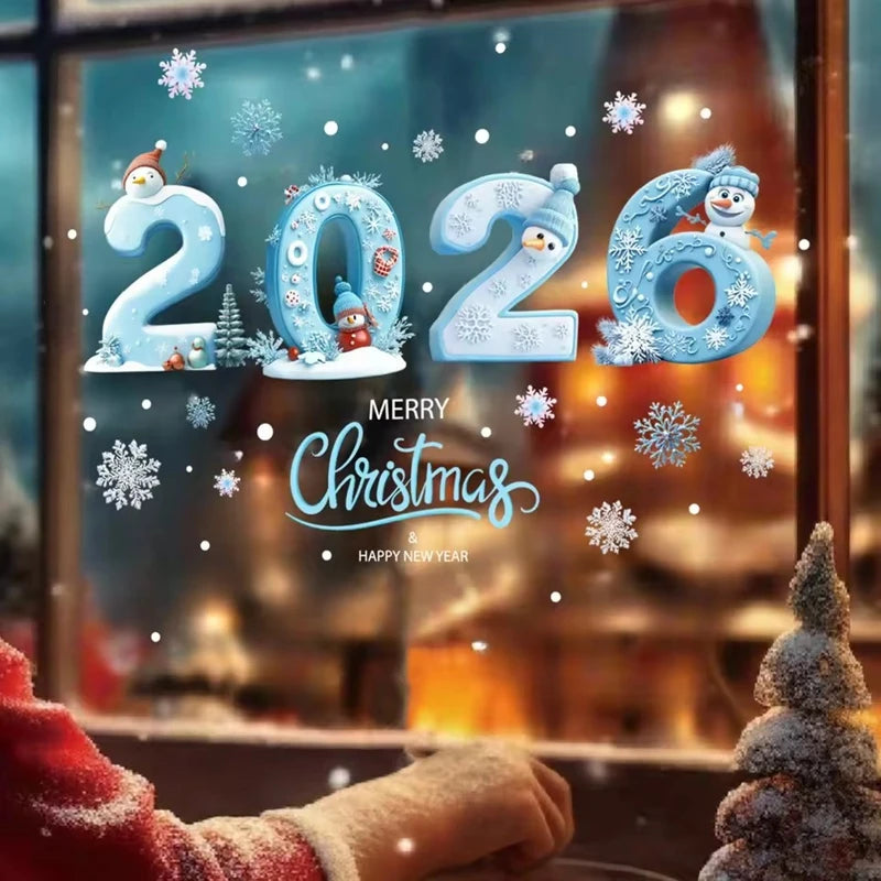 Christmas Window Stickers Snowman Snowflakes Glass Decals 2026 Holiday Window Stickers Babs