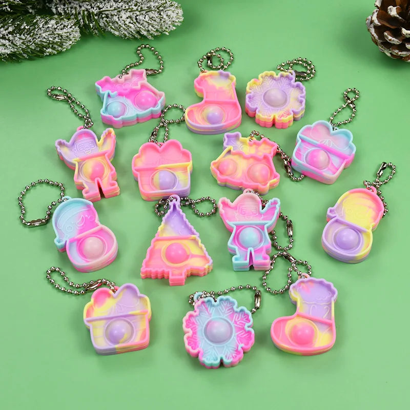 Christmas Pop Keychains Santa Snowflake Xmas Tree Ornaments Christmas Ornaments Babs