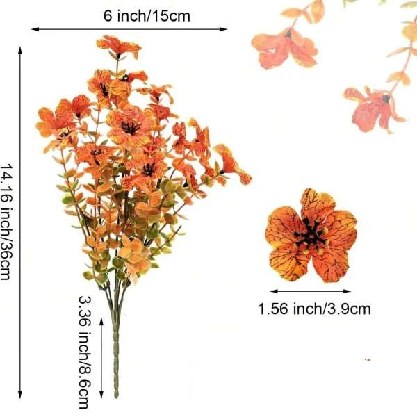 Artificial Silk Eucalyptus & Violet Flowers | 1/3pcs Decor Artificial Silk Flowers Babs Orange 1PC