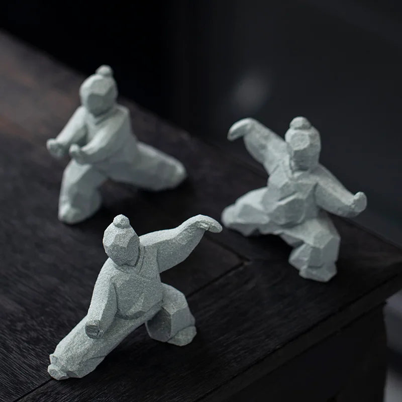 Stone Tai Chi Kung Fu Figure Ornament – Chinese Home Décor Stone Decorative Figurine Babs