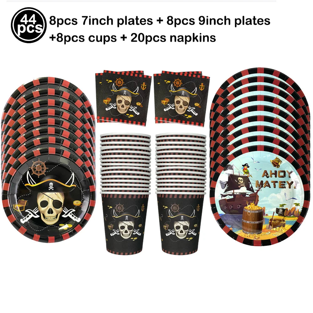 Pirate Theme Disposable Tablecloth – Skull & Treasure Map Party Disposable Tablecloth Babs cutlery set A