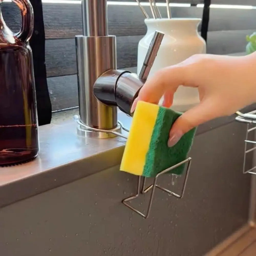 Stainless Steel Sink Sponge Drain Rack | No-Drill Faucet Hook Sink Sponge Holder Babs