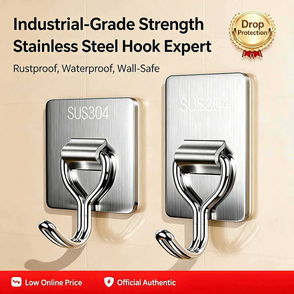 Rotating Self-Adhesive Stainless Steel Wall Hook | No Drill Self-Adhesive Wall Hook Babs