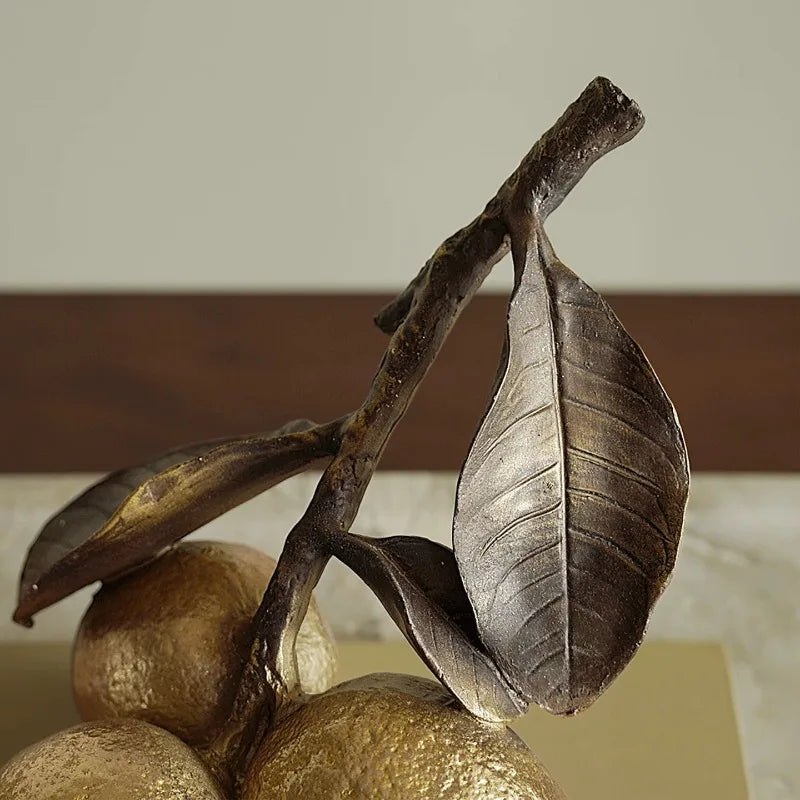 Gilded Lemon Resin Sculpture – Retro Gold Home Décor Ornament Decorative Sculpture Babs