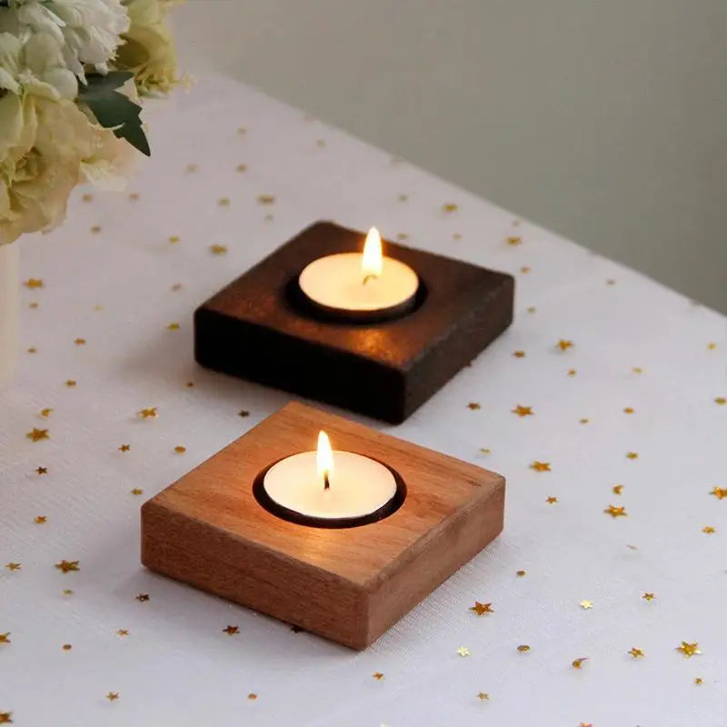 Nordic Square Wooden Tealight Candle Holder | Home Décor Candle Holder Babs