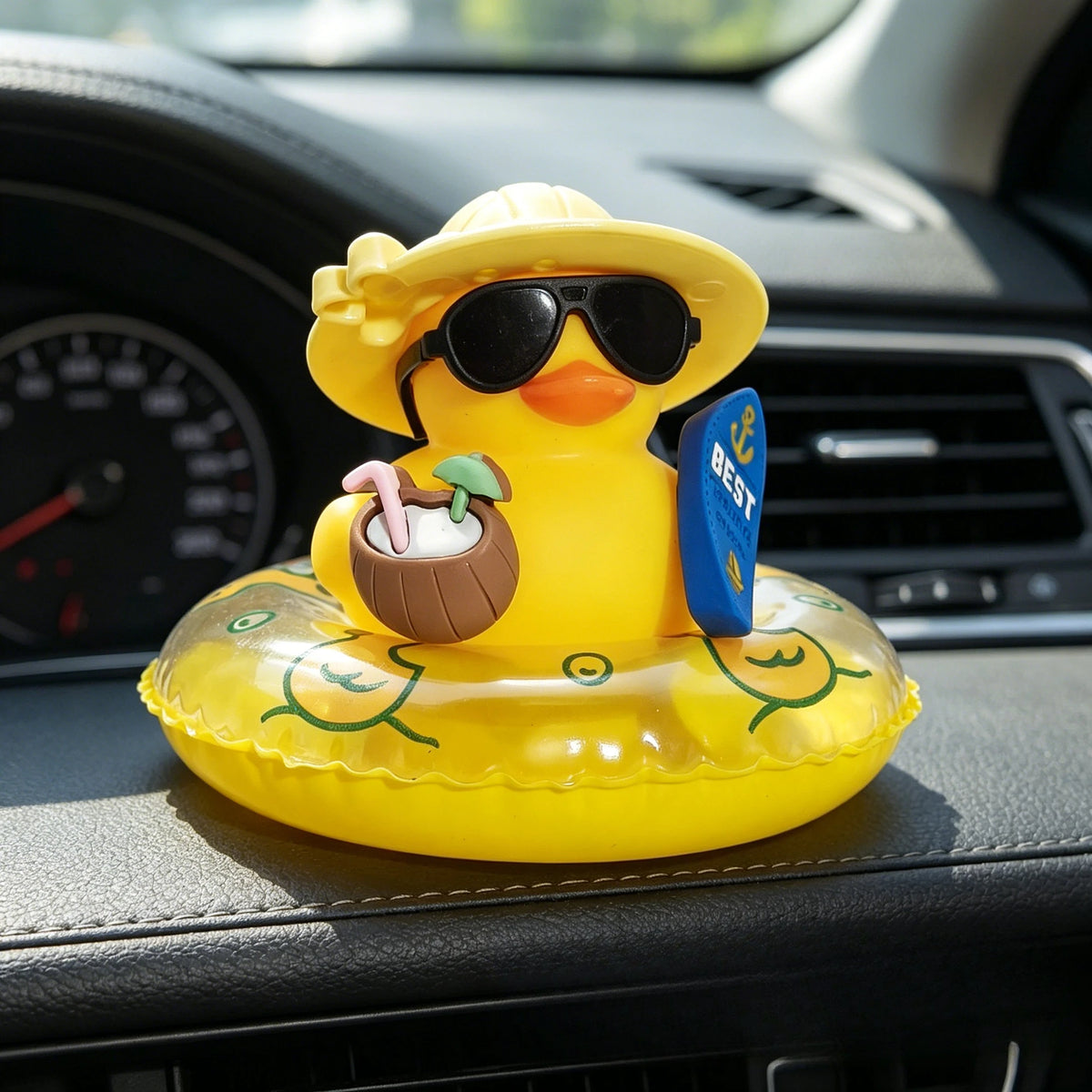 Vacation Rubber Duck Car & Home Decor Ornament w/ Swim Ring Novelty Ornament Babs