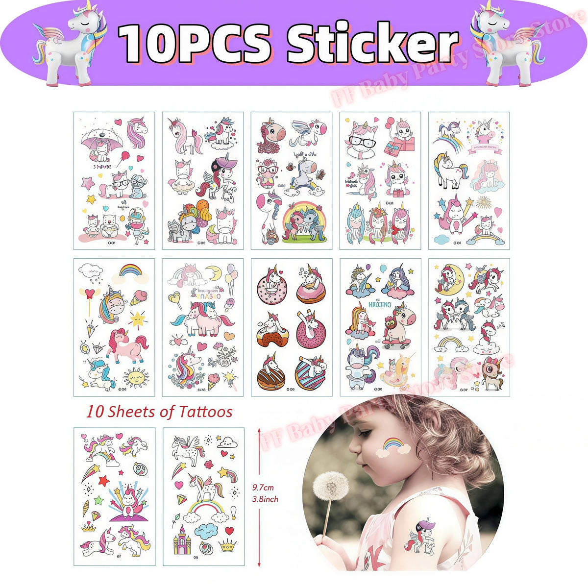 Girls Unicorn Birthday Party Decorations – 3D Balloons & Supplies Party Decoration Set Babs 10pcs others
