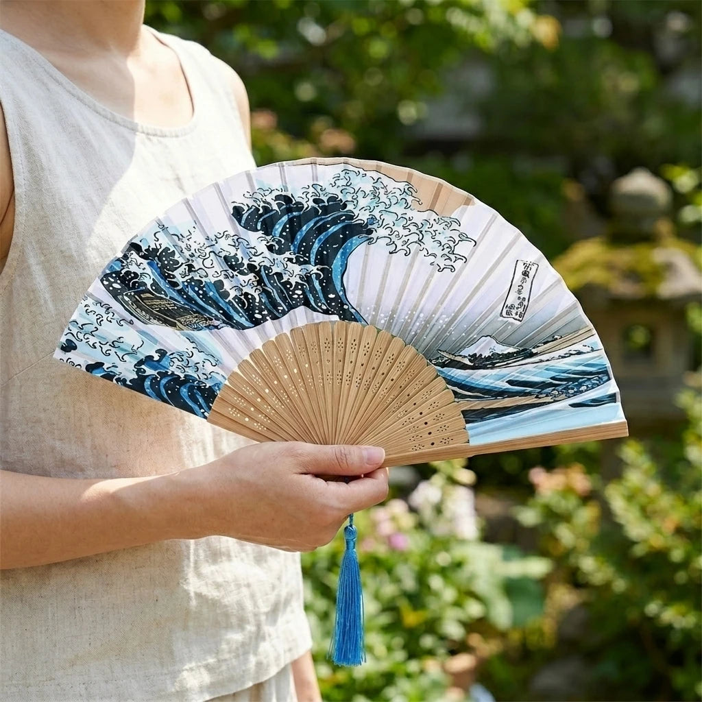 Handheld Folding Fan Ancient Style with Tassel – Photo Prop Folding Decorative Fan Babs