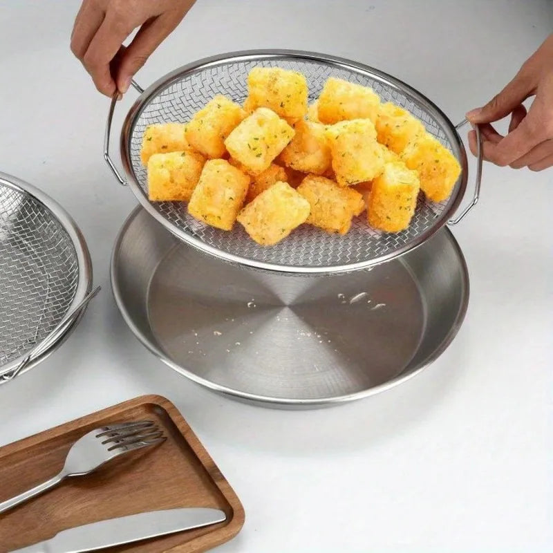 Stainless Steel Mesh Drain Basket Oil Filter Tray 8.7" Mesh Drain Basket Babs