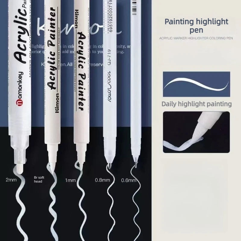 Double Head Acrylic Highlight Marker Set of 3 – White Paint Pen Acrylic Paint Marker Babs
