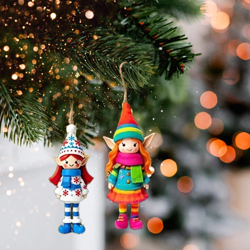 Christmas Wooden Angel Elf Ornaments | 8/16/32Pcs Gift Tags Christmas Tree Ornaments Babs