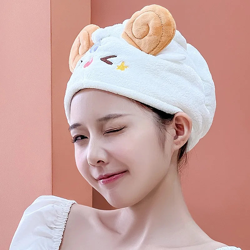 Kawaii Sheep Hair Towel Wrap Cap – Quick Dry & Absorbent Hair Towel Wrap Cap Babs