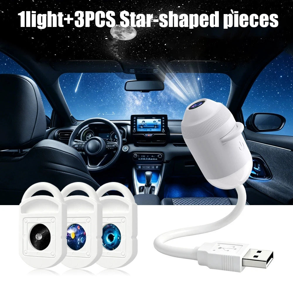 USB Starry Sky Galaxy Projector Night Light – Car & Home Galaxy Projector Lamp Babs White-3Slices