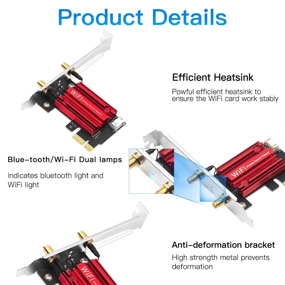KEBIDUMEI AC1200 Dual Band PCIe WiFi Card + Bluetooth 4.2 PCIe WiFi Adapter Babs