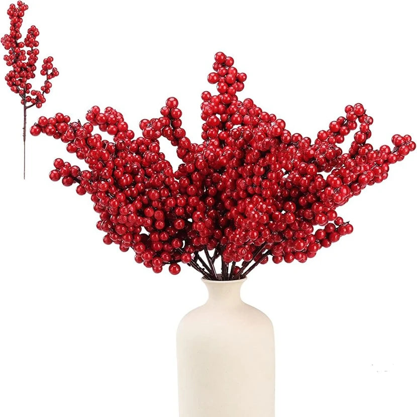 Artificial Holly Berry Branches 5/10 Pcs – Christmas & Party Decor Artificial Floral Picks Babs