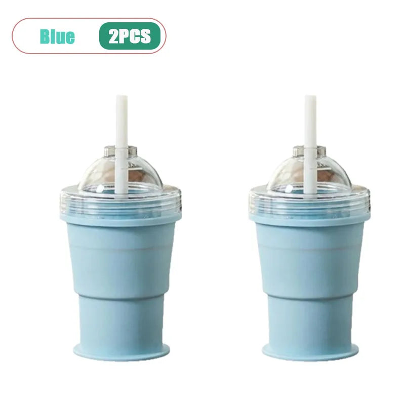 2-in-1 Silicone Folding Cup & Ice Ball Mold | Portable & Eco-Safe Ice Ball Mold Cup Babs Blue-2pcs
