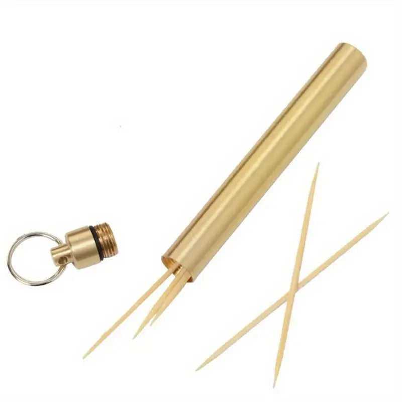 Portable Brass Toothpick Holder – Waterproof Keychain Case Toothpick Holder Babs