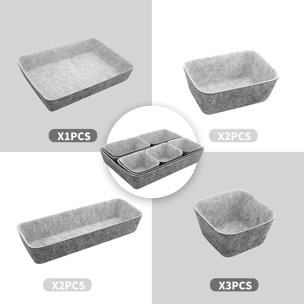 8-Piece Felt Drawer Organizer Set – Foldable Storage Bins Drawer Organizer Set Babs